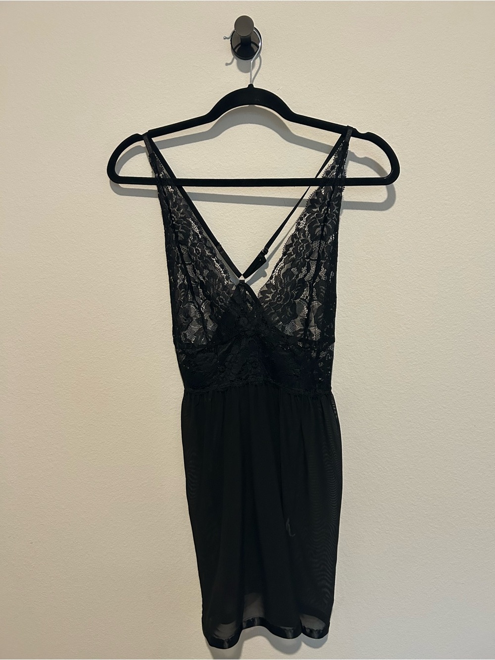 Lace V-Neck Black Slip Dress